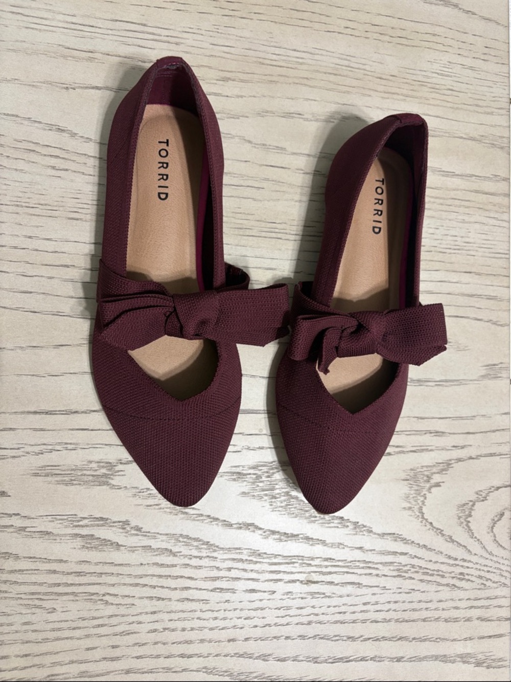 torrid Wine Burgundy Pointed Bow Flats